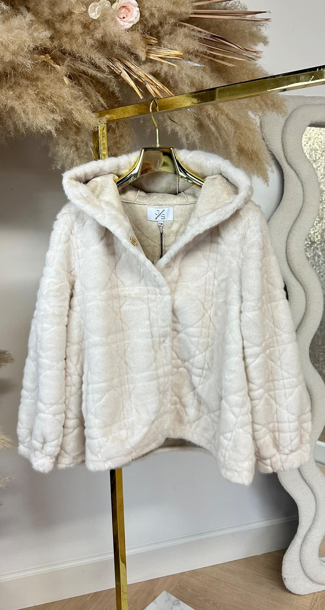 FAKE FUR CAPUCHON JACKET 1097 BEIGE