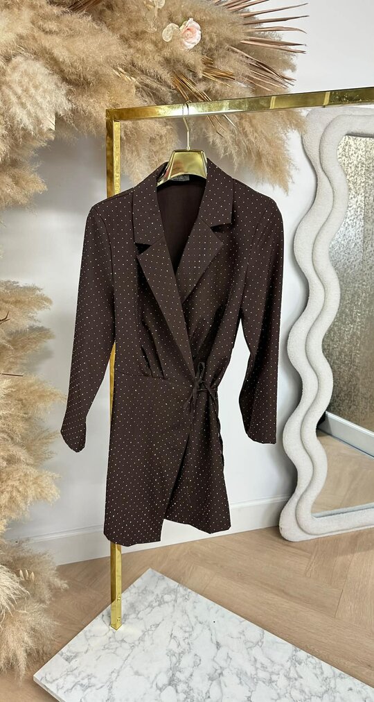 TESS GLITTER OMSLAG DRESS CHOCO