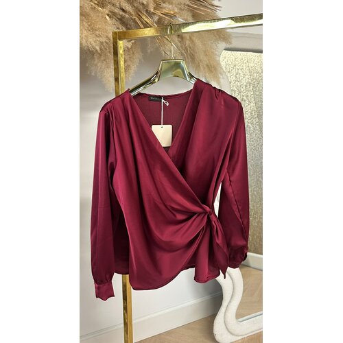SATIN OMSLAG BLOUSE BORDEAUX