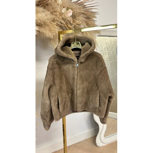 FAUX FUR CAPUCHON JACKET BROWN