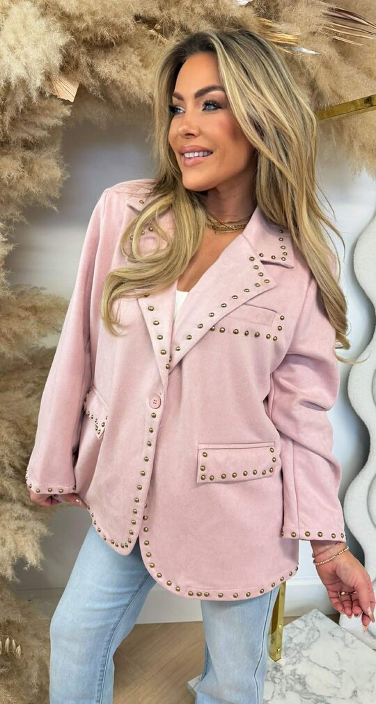 STUDS SUEDE BLAZER PINK