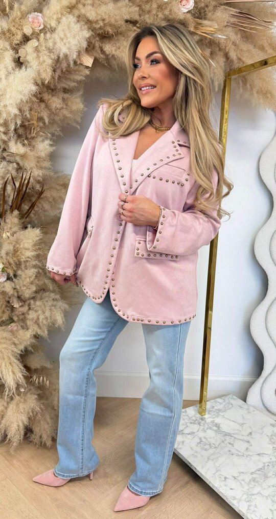 STUDS SUEDE BLAZER PINK