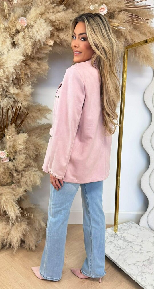 STUDS SUEDE BLAZER PINK