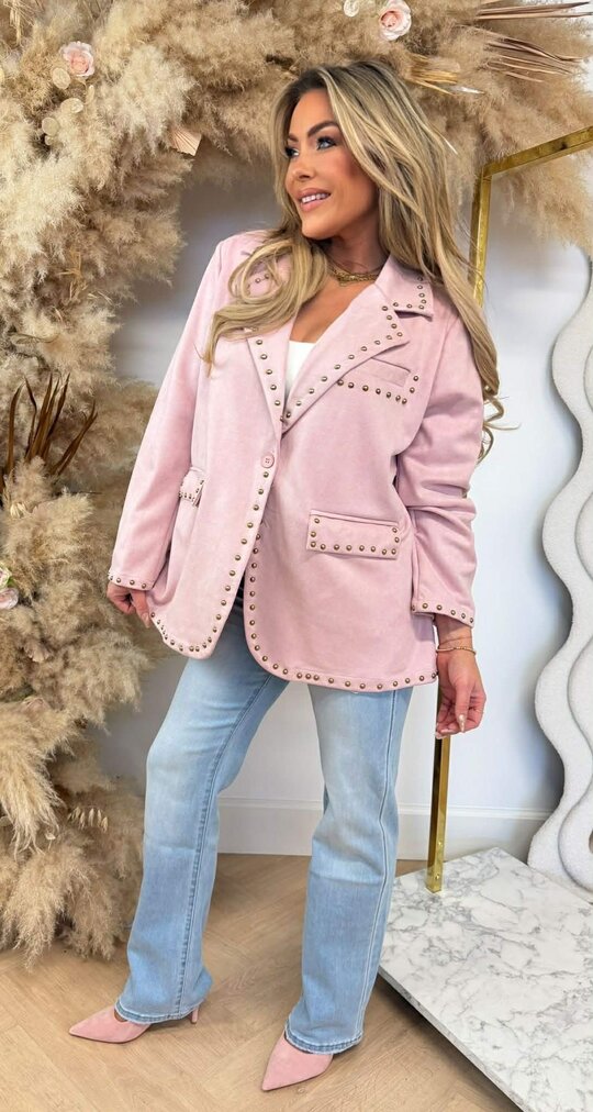 STUDS SUEDE BLAZER PINK