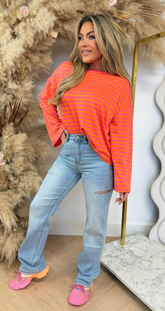 STRIPE LONGSLEEVE TEE ORANGE