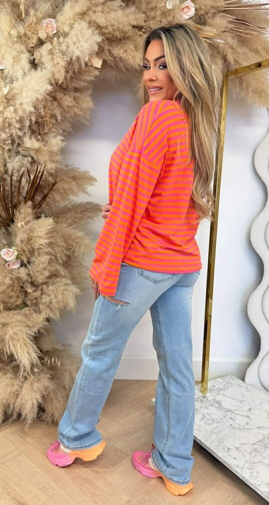 STRIPE LONGSLEEVE TEE ORANGE