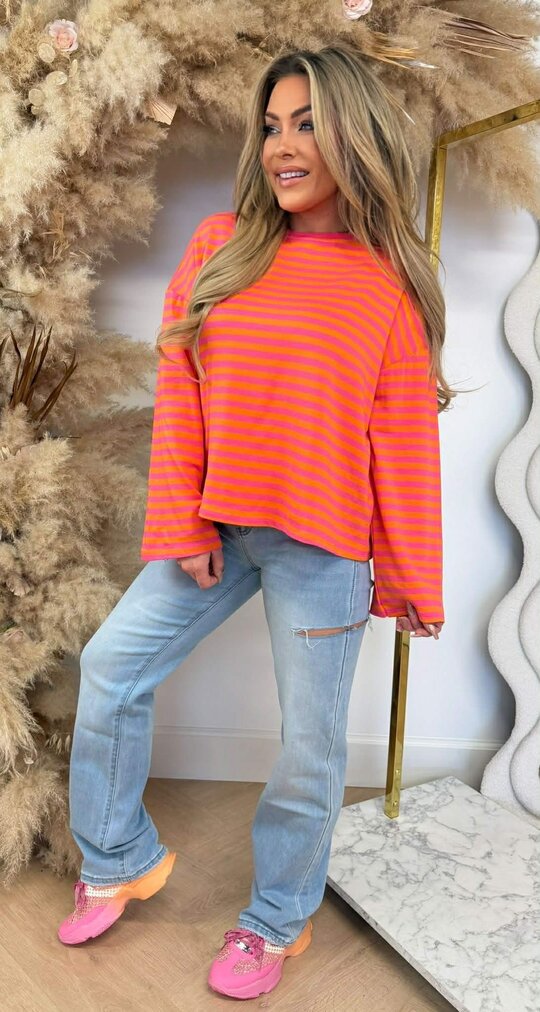STRIPE LONGSLEEVE TEE ORANGE