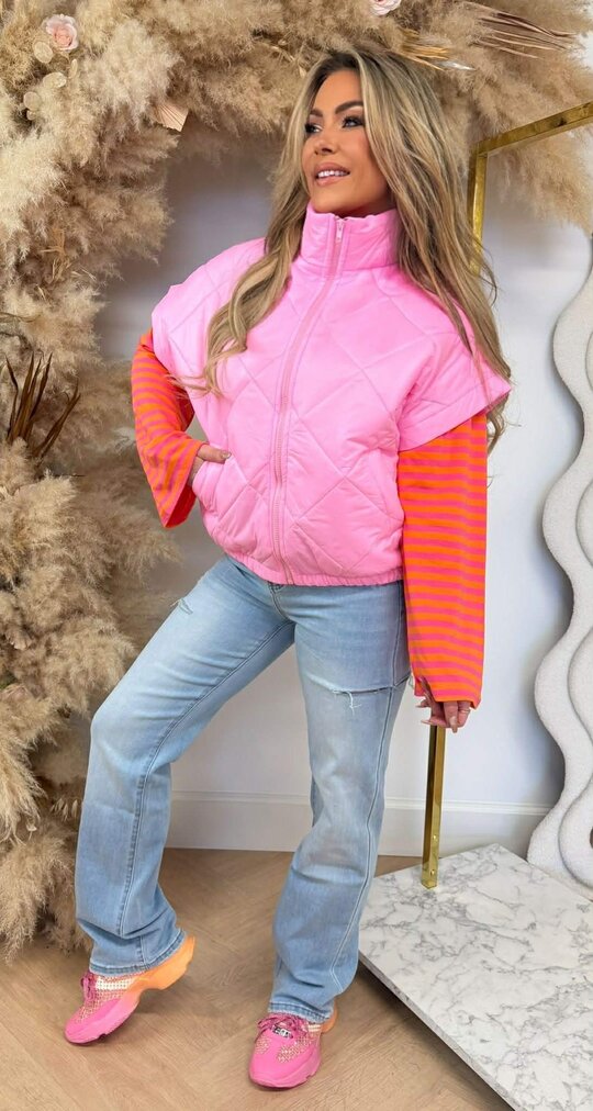 FASHION PUFFER BODYWARMER PINK
