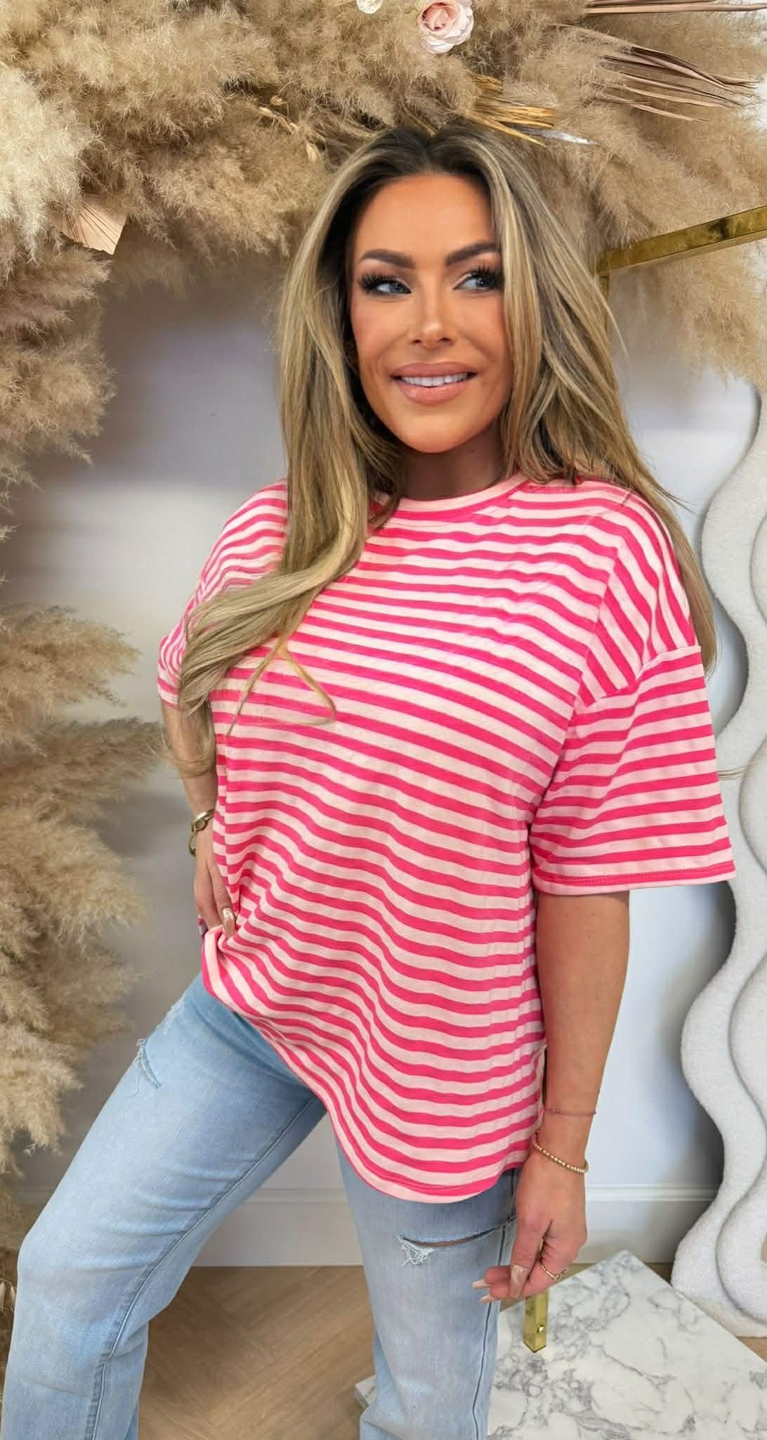 PERFECT STRIPE TEE PINK