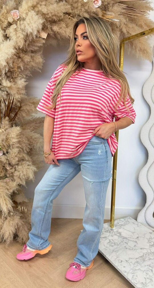 PERFECT STRIPE TEE PINK
