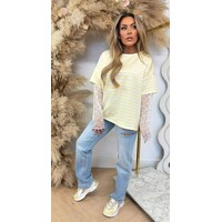LILLY LACE STRIPE TEE YELLOW