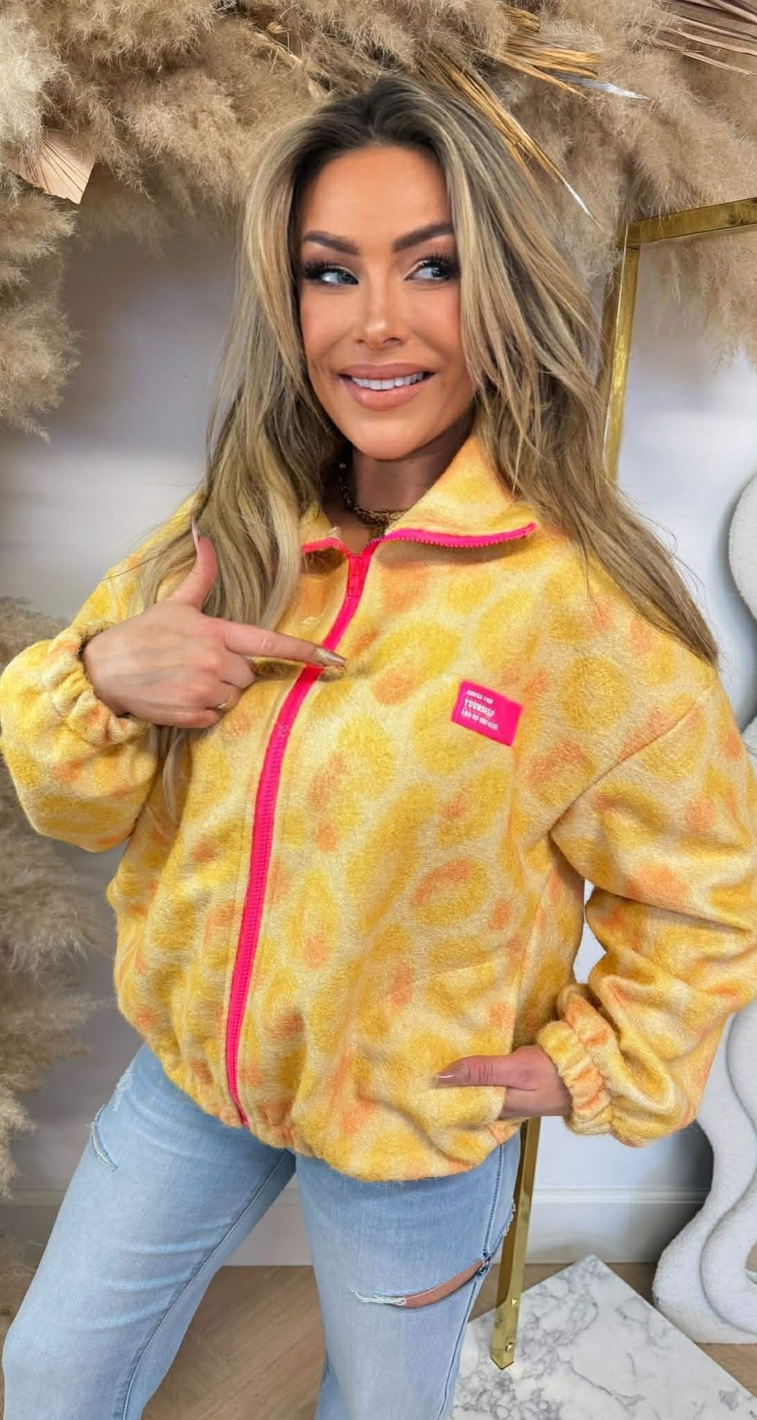 COLORFUL LEO PRINT JACKET YELLOW