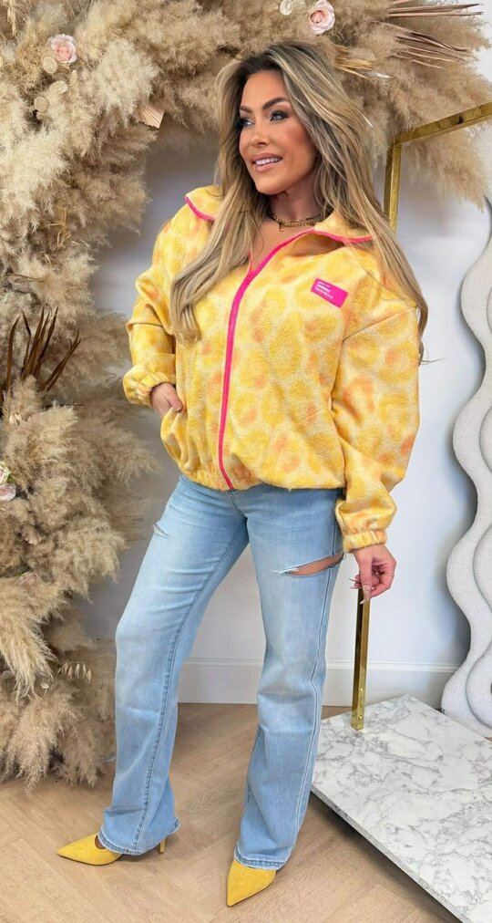 COLORFUL LEO PRINT JACKET YELLOW