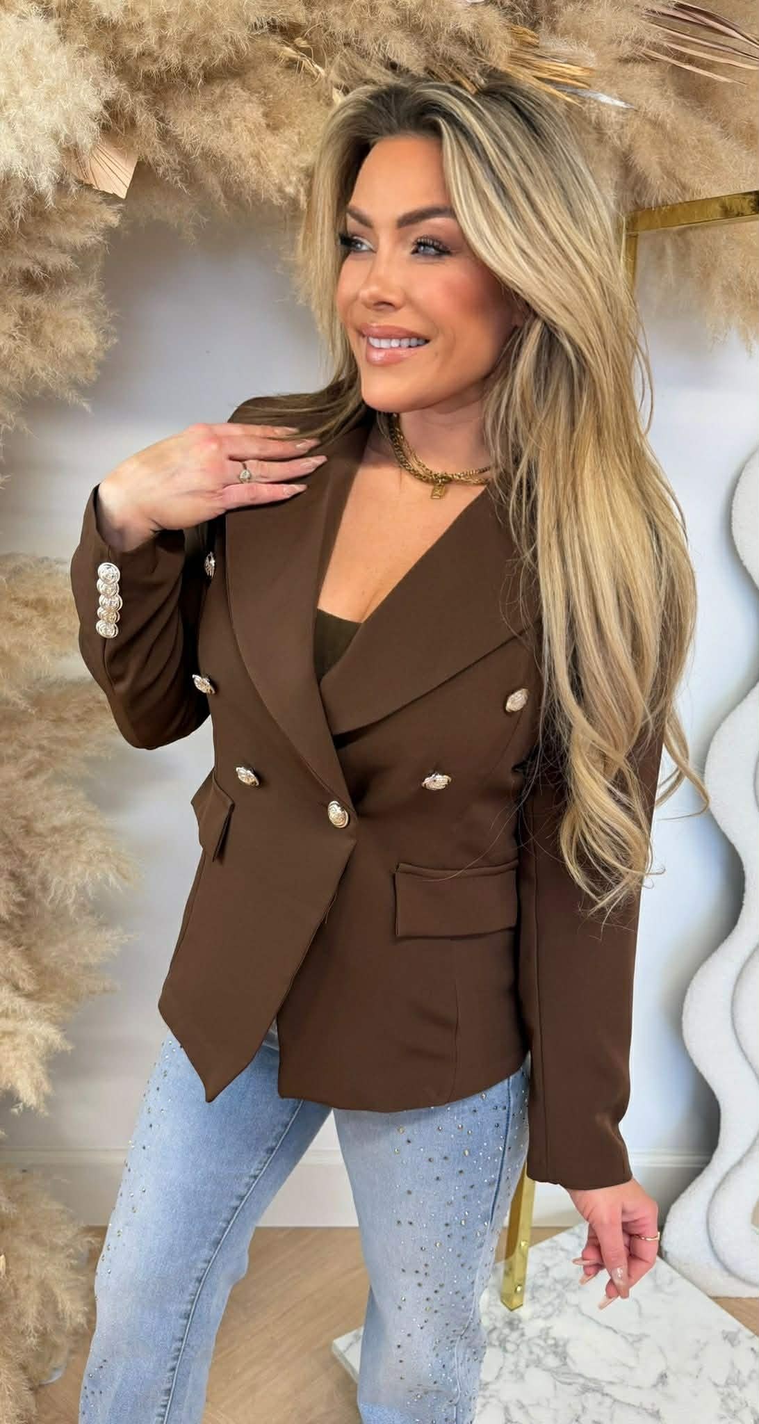 ITALY BUTTON BLAZER CHOCO