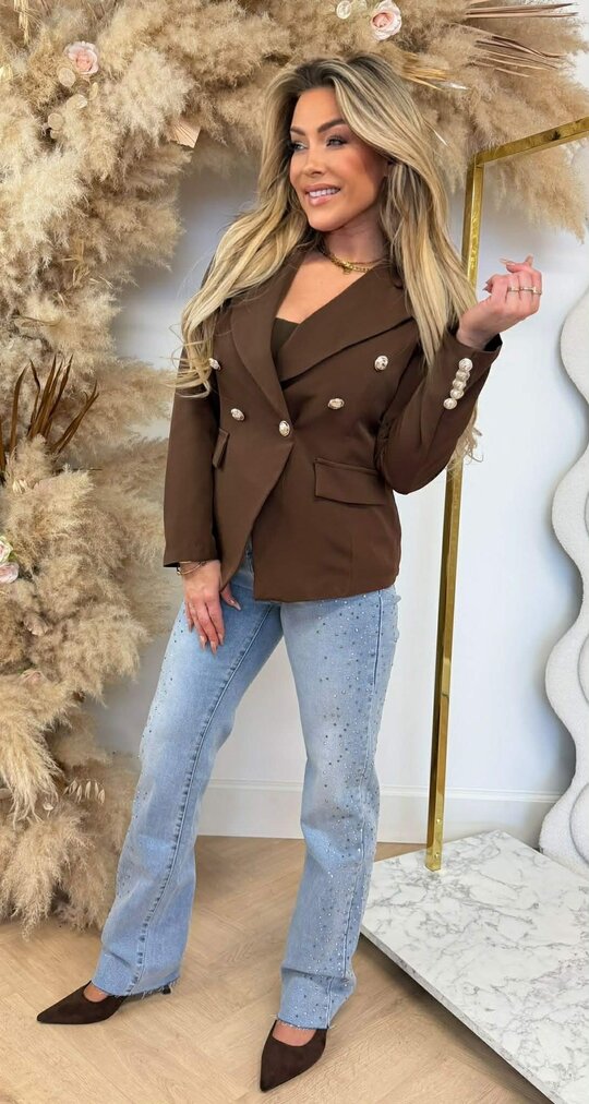 ITALY BUTTON BLAZER CHOCO