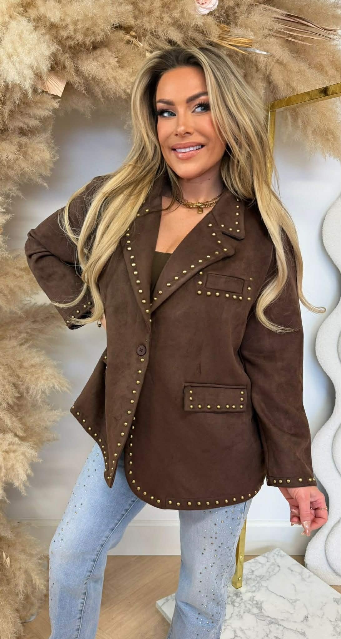 STUDS SUEDE BLAZER CHOCO