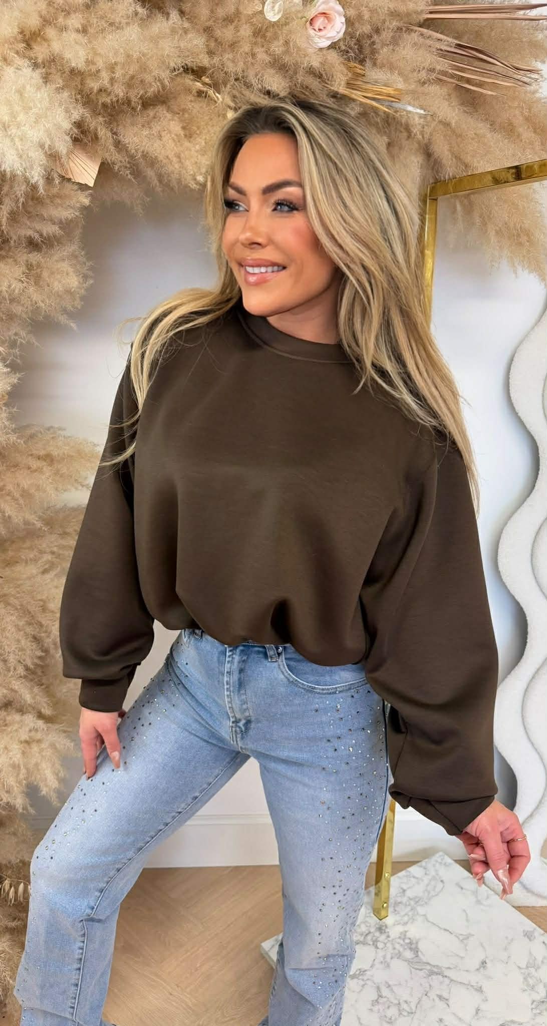 ISABEL CROPPED SWEAT CHOCO