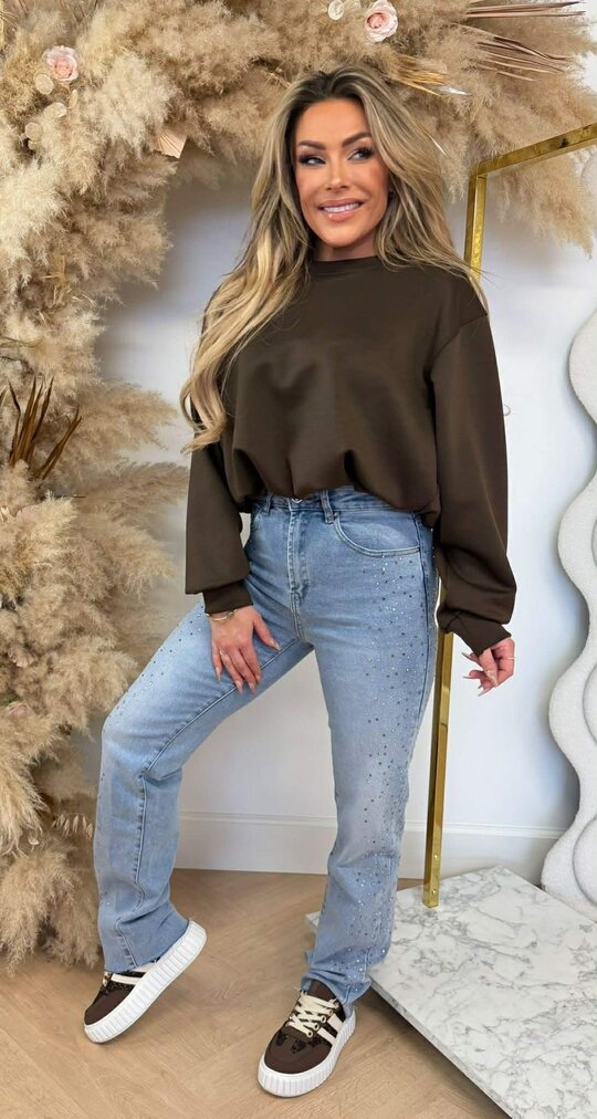 ISABEL CROPPED SWEAT CHOCO