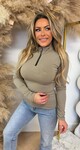 ZIP UP RIB TOP TAUPE