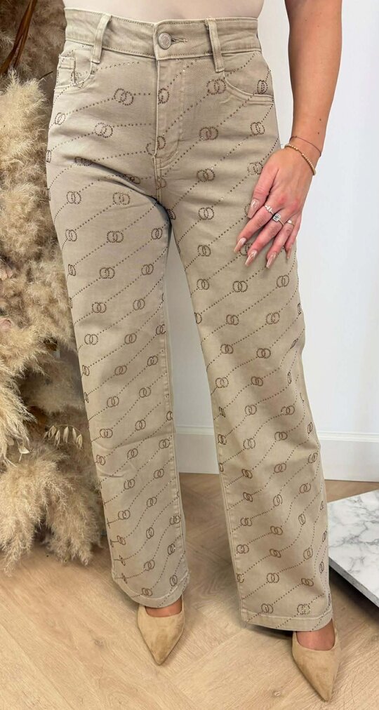 CIRCLE SPARKLE WIDE JEANS JEANS 6770G BEIGE