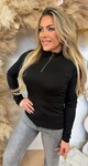 ZIP UP RIB TOP BLACK
