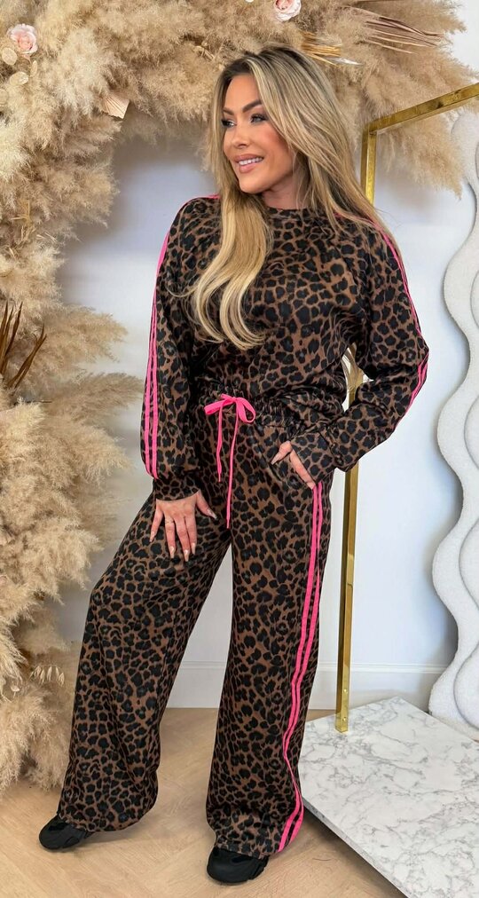 LEOPARD STRIPE SET PINK