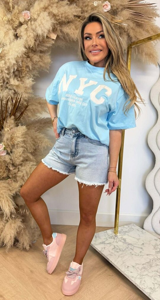 NYC OVERSIZED TEE R7456 BABYBLUE