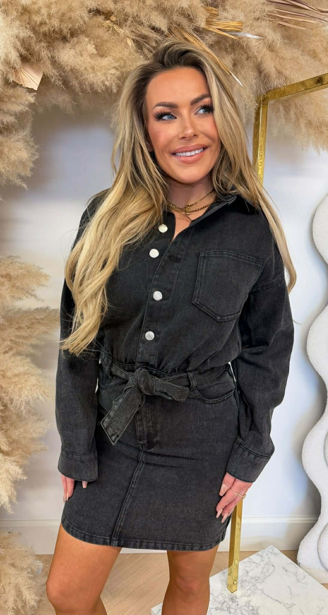 DENIM LUS DRESS M0238 DARKGREY