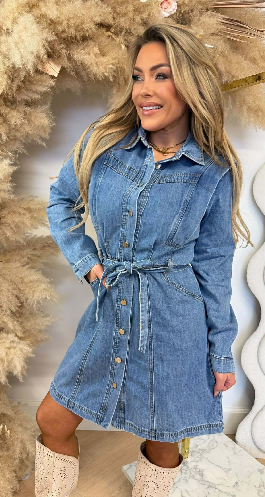 BUTTON DENIM LUS DRESS DENIM