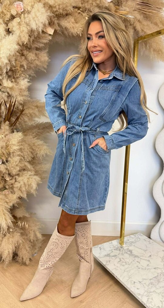 BUTTON DENIM LUS DRESS DENIM