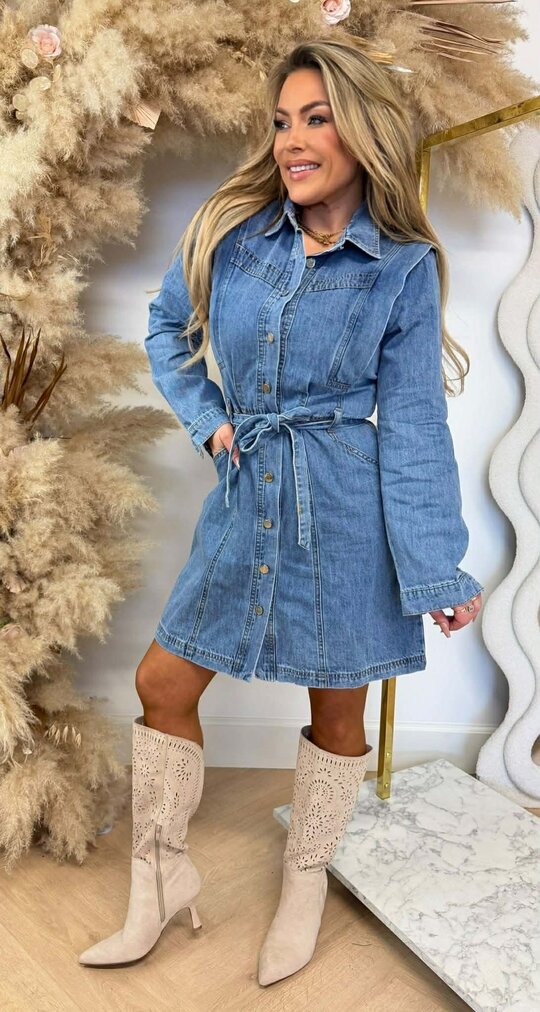 BUTTON DENIM LUS DRESS C10863 DENIM