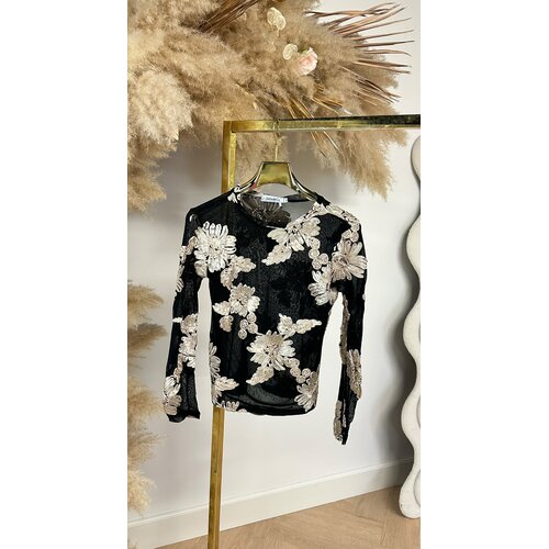 JOLIEN FLOWER MESH TOP 8779 BLACK -