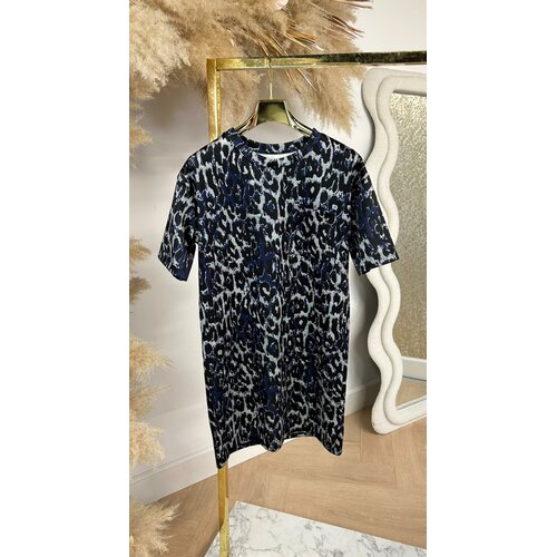 LEOPARD LONG TEE NAVY