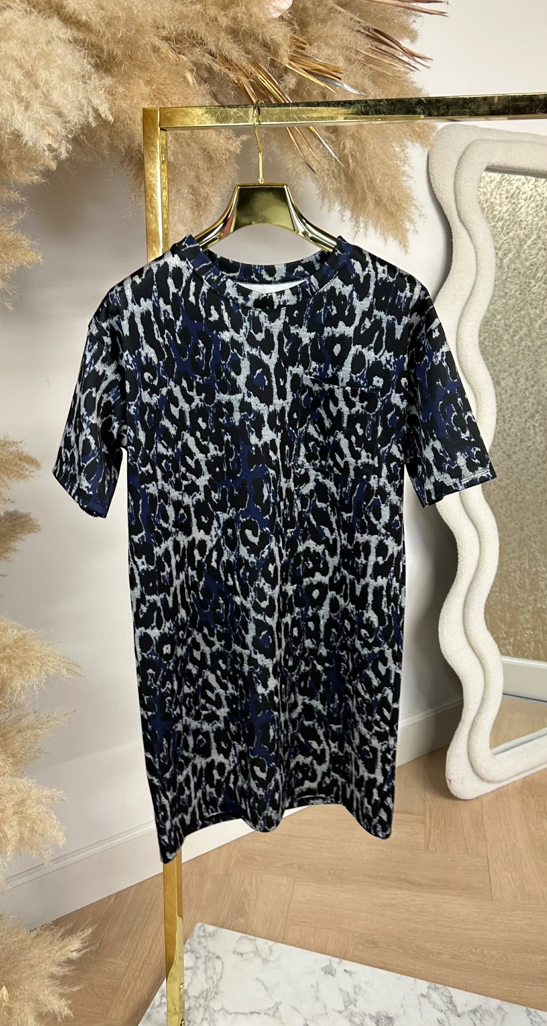 LEOPARD LONG TEE NAVY