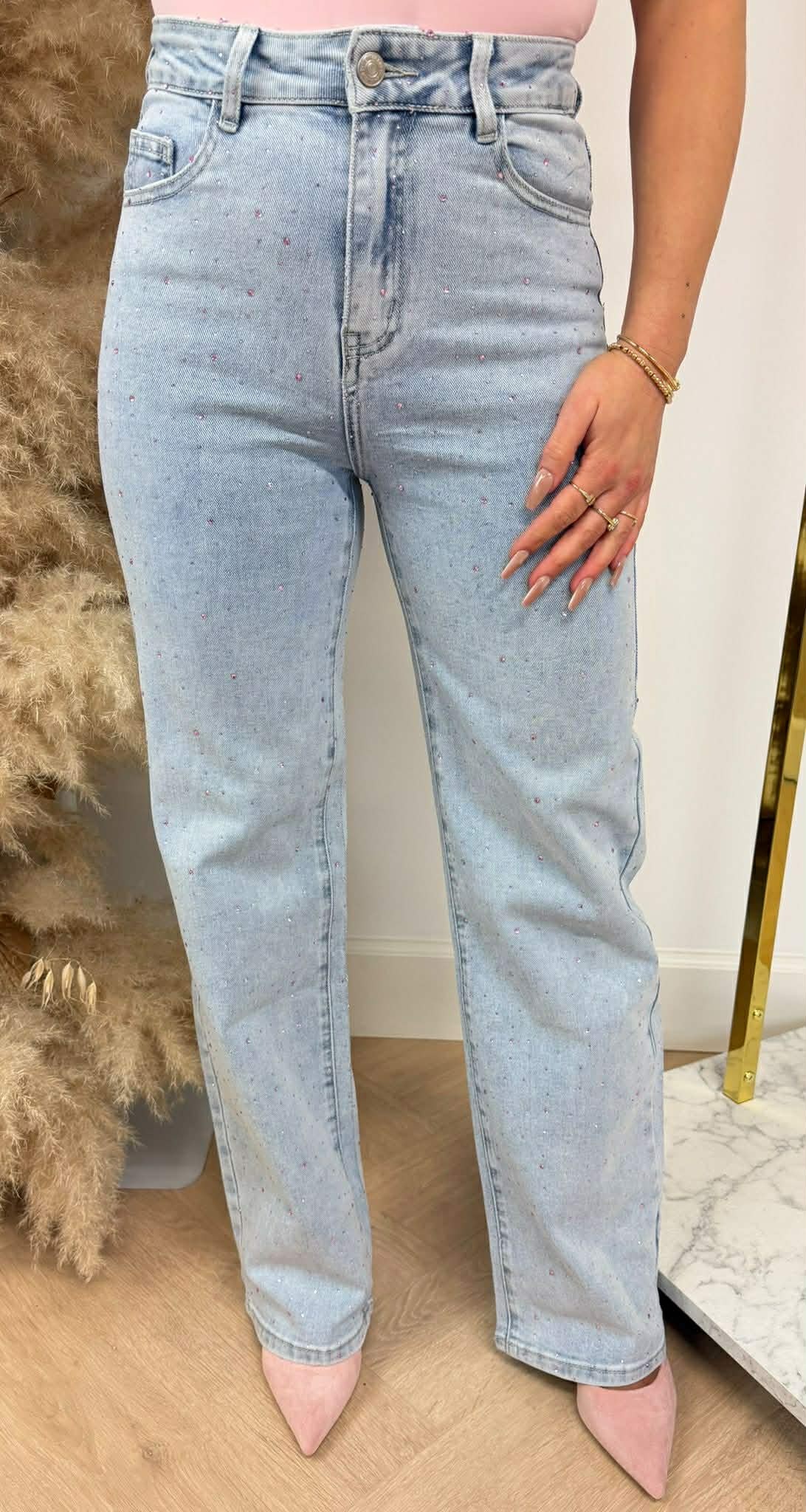 SPARKLE PINK WIDE LEG JEANS 1561 LIGHTDENIM