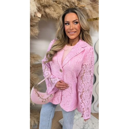 VAJEN LACE BLAZER PINK