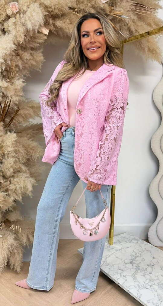 VAJEN LACE BLAZER PINK