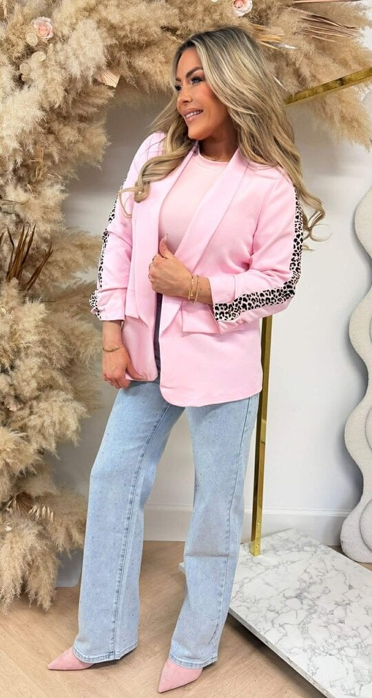 LEOPARD STRIPE CROPPED PINK