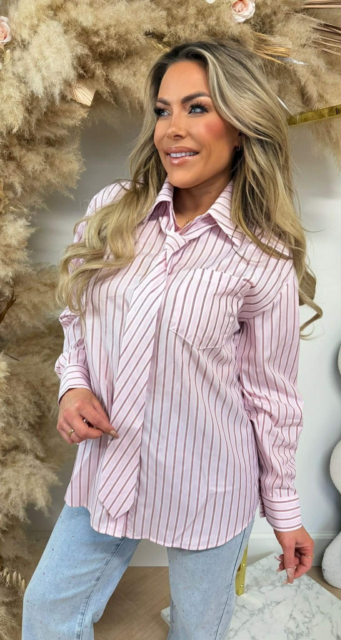 CANDY STRIPE BLOUSE 5477 PINK