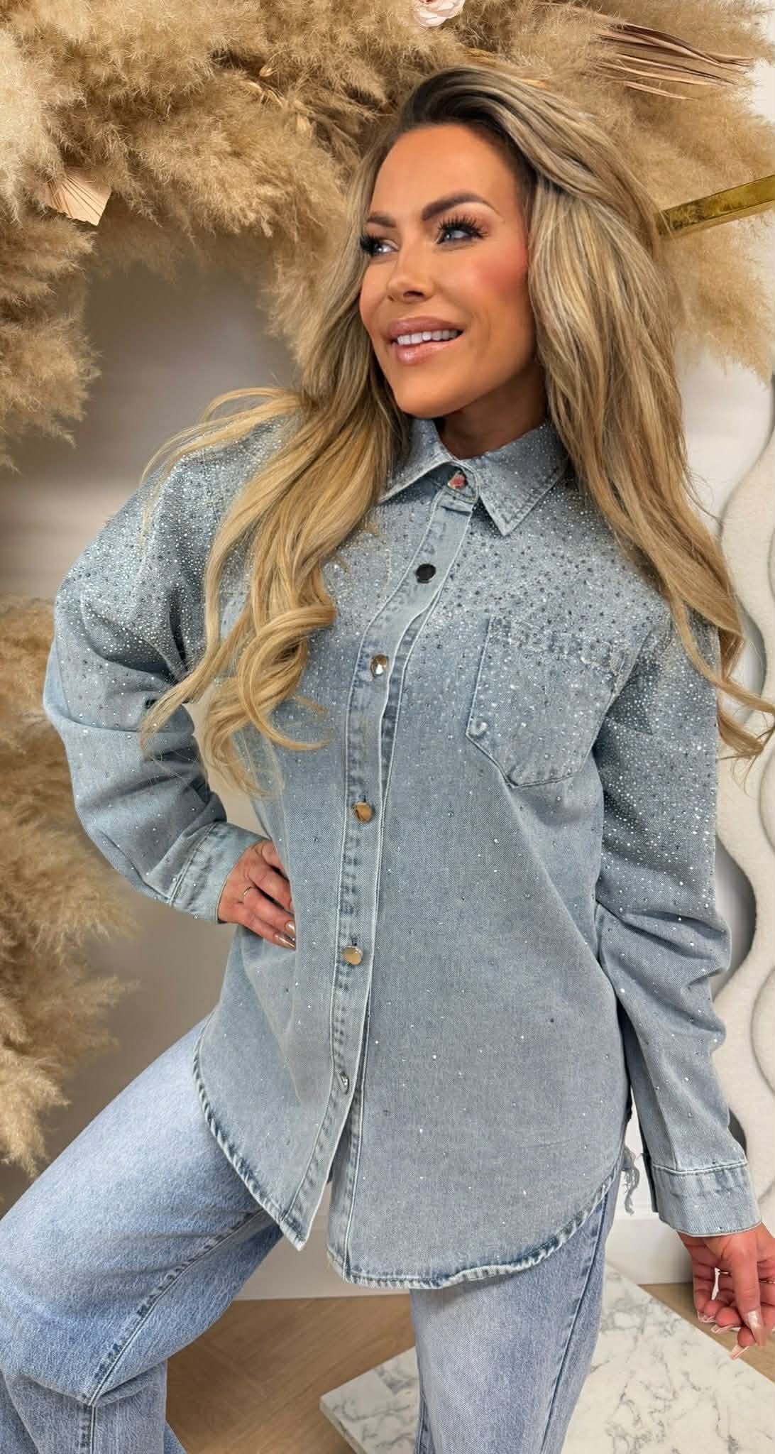 DIAMOND DENIM BLOUSE 3909 DENIMBLUE