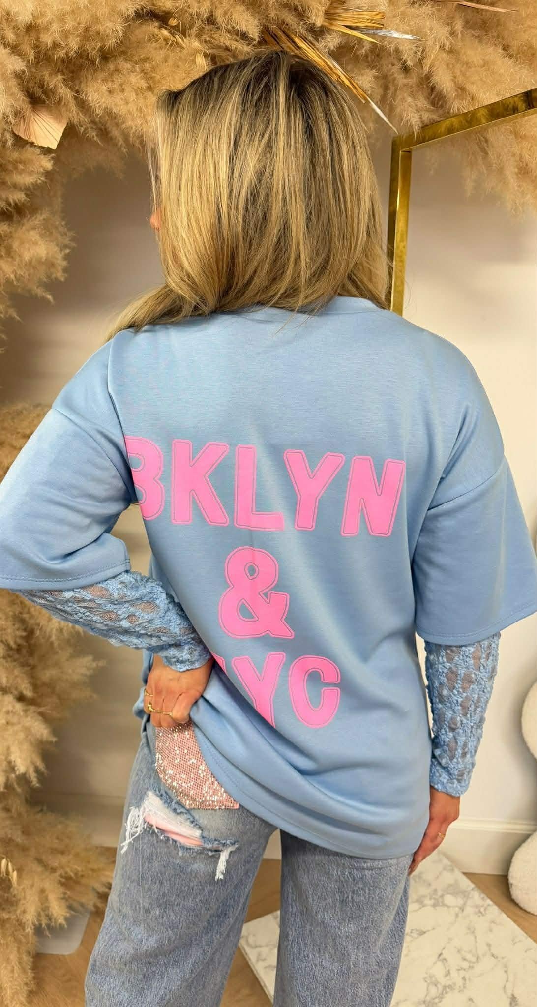 BKLYN & NY LACE TEE BLUE