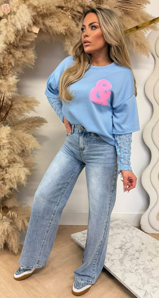 BKLYN & NY LACE TEE BLUE