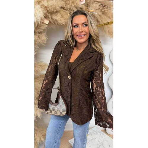 VAJEN LACE BLAZER CHOCO