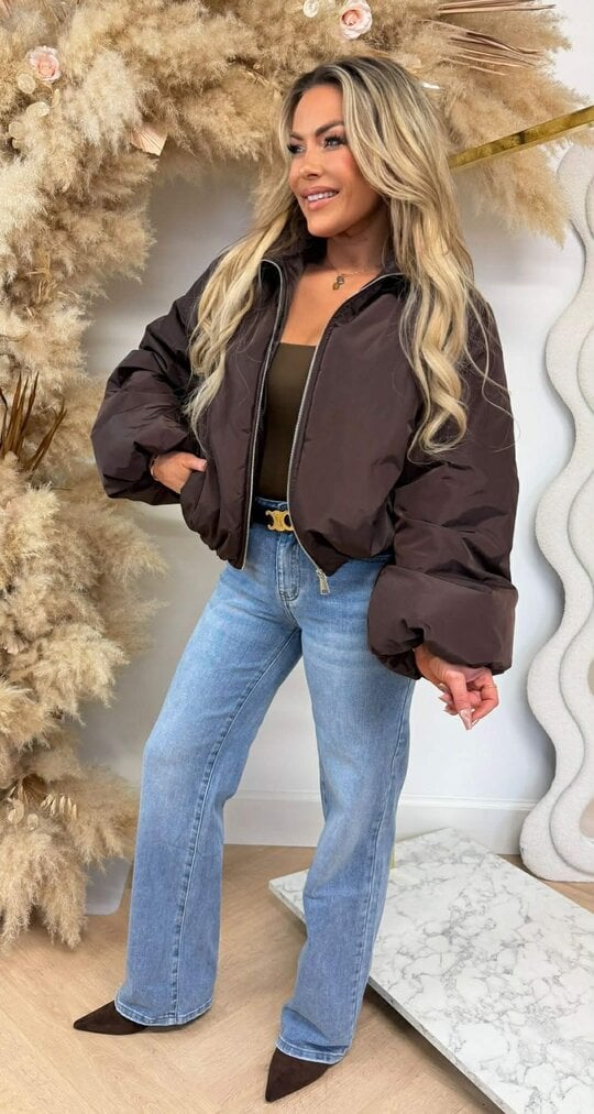 OVERSIZED PUFFER BOMBERJACKET CHOCO