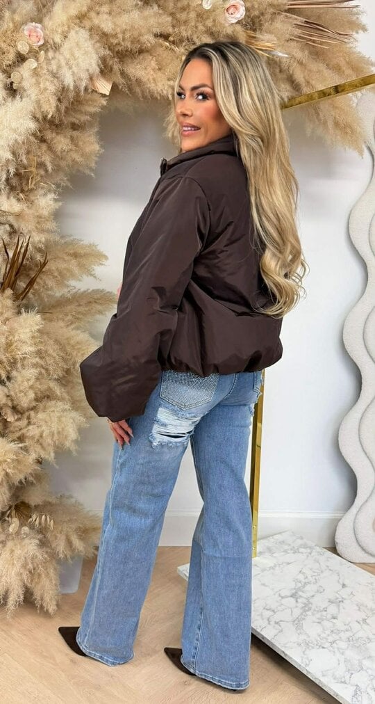 OVERSIZED PUFFER BOMBERJACKET CHOCO