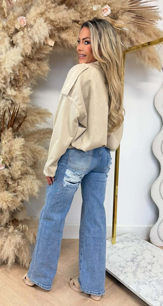 ROSIE SUEDE BOMBERJACKET BEIGE