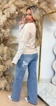 POPPY FLOWER LACE SLEEVE SWEAT BEIGE