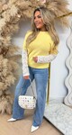 POPPY FLOWER LACE SLEEVE SWEAT YELLOW