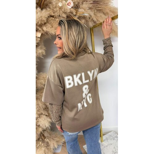 BKLYN & NY LACE TEE TAUPE