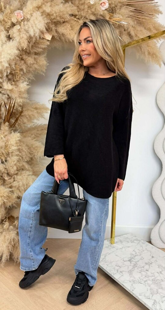 KIMMY SOFT LONG TOP BLACK